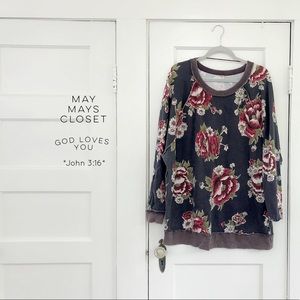 Free People Go On Get Floral Sweatshirt Pullover